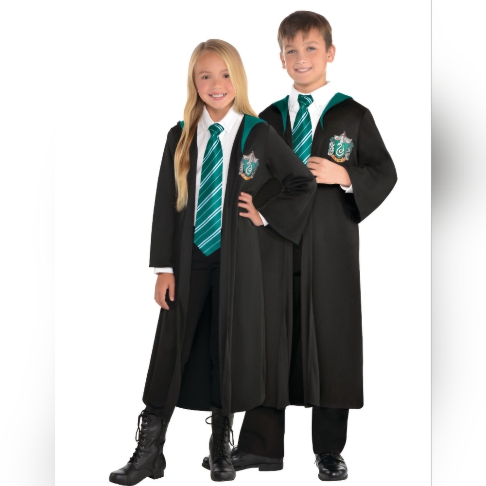Warner Bros Slytherin Halloween Costume with Green and Silver Accents